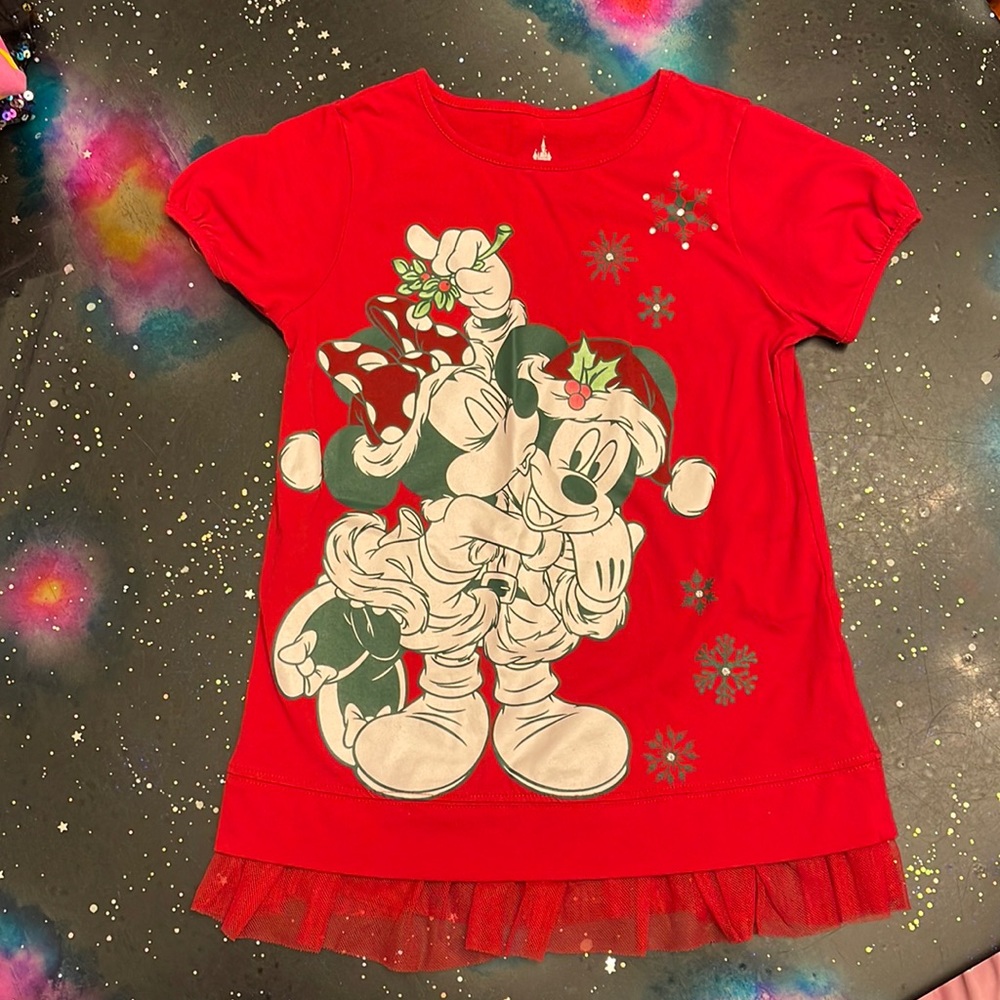 Red Minnie and Mickey Christmas shirt